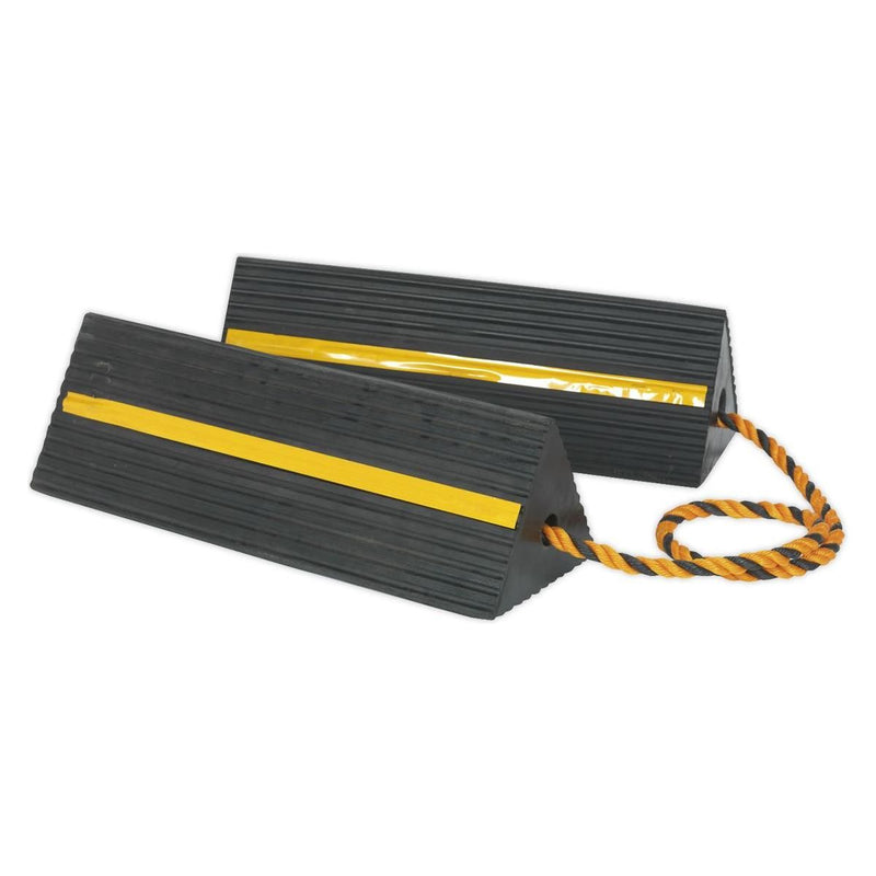 Sealey Heavy-Duty Rubber Wheel Chocks Pair WC11 Sealey - Dynamic Drive