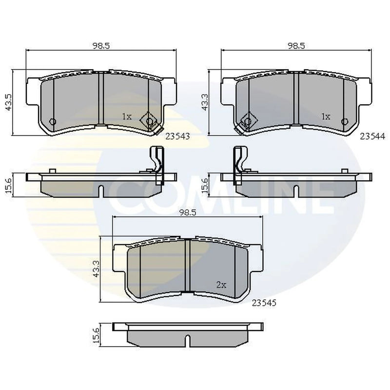 Comline 4 x Rear Brake Pad Set fits Hyundai Trajet 2000-2008 2.0 2.7