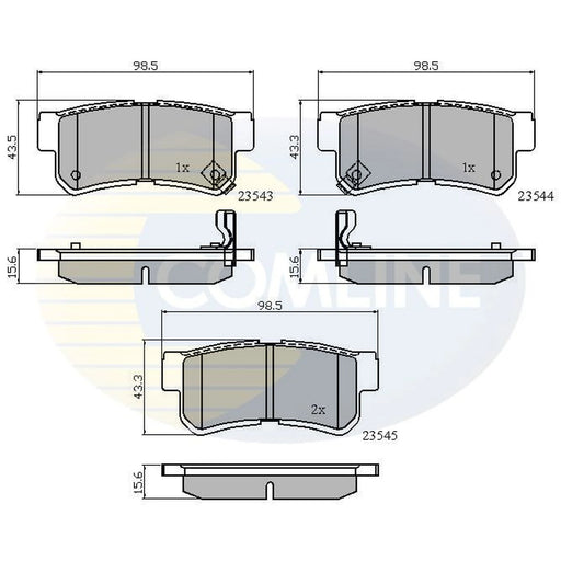 Comline 4 x Rear Brake Pad Set fits Hyundai Trajet 2000-2008 2.0 2.7