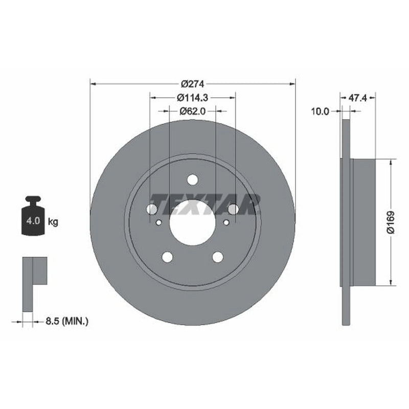 Textar 2 x Solid Rear Brake Discs 92321103-x2