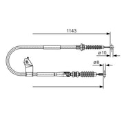 Bosch Handbrake Cable Left Rear fits Mazda MX-5 1998-2005 1.6 1.8