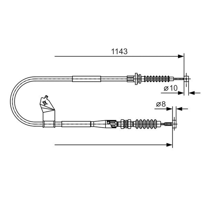 Bosch Handbrake Cable Left Rear fits Mazda MX-5 1998-2005 1.6 1.8