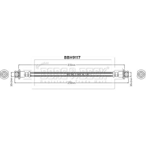 Borg & Beck Brake Hydraulic Hose Line outer BBH9117