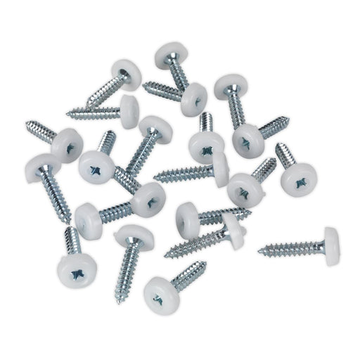 Sealey Number Plate Screw Plastic Head 4.8 x 24mm White Pack of 50 PTNP5 Sealey  - Dynamic Drive