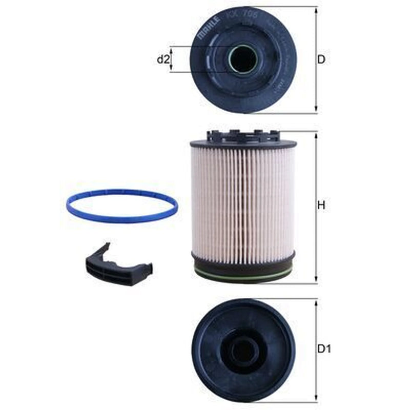 Mahle Fuel Filter Element fits Ford Ranger 2018-2019 2.0