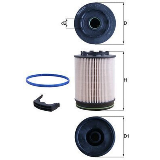 Mahle Fuel Filter Element fits Ford Ranger 2018-2019 2.0