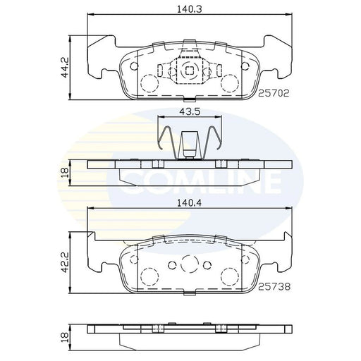 Comline 4 x Front Brake Pad Set fits Dacia Logan II 2012 on 1.2