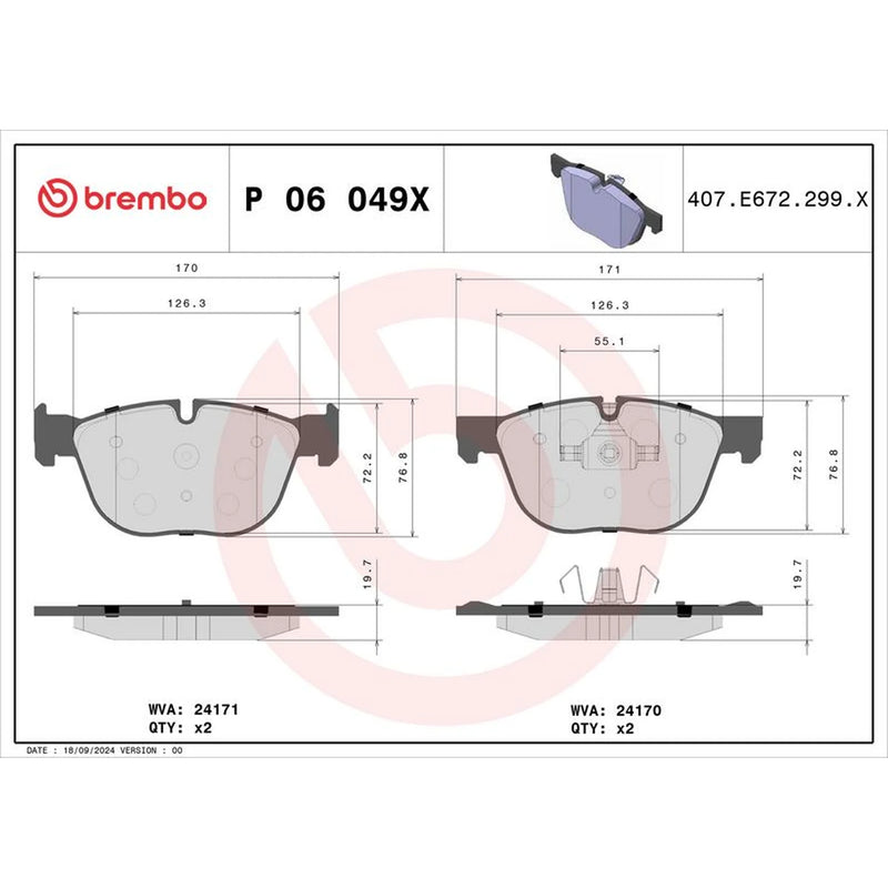 Brembo Xtra Front & Rear Pads fits BMW X4 2015-2018