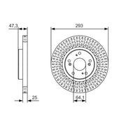 Bosch Front Brake Vented Discs & Pads fits Honda Civic X 2017-2022 1.0 1.5 1.6