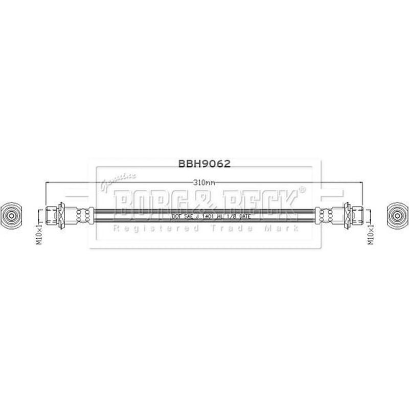 Borg & Beck Brake Hydraulic Hose Line Rear Right BBH9062