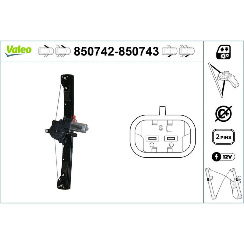 Valeo Electric Window Regulator Lifter Right Front 850743