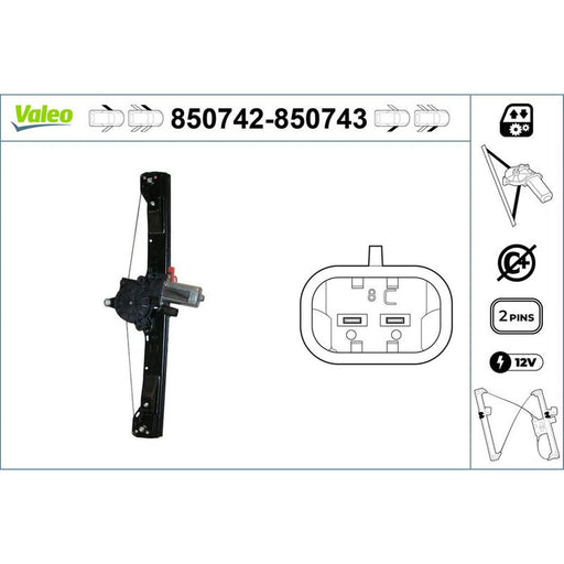 Valeo Electric Window Regulator Lifter Left Front 850742