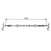 Bosch Handbrake Cable Centre fits Jaguar X-Type I 2001-2009 2.0 2.1 2.2 2.5 3.0