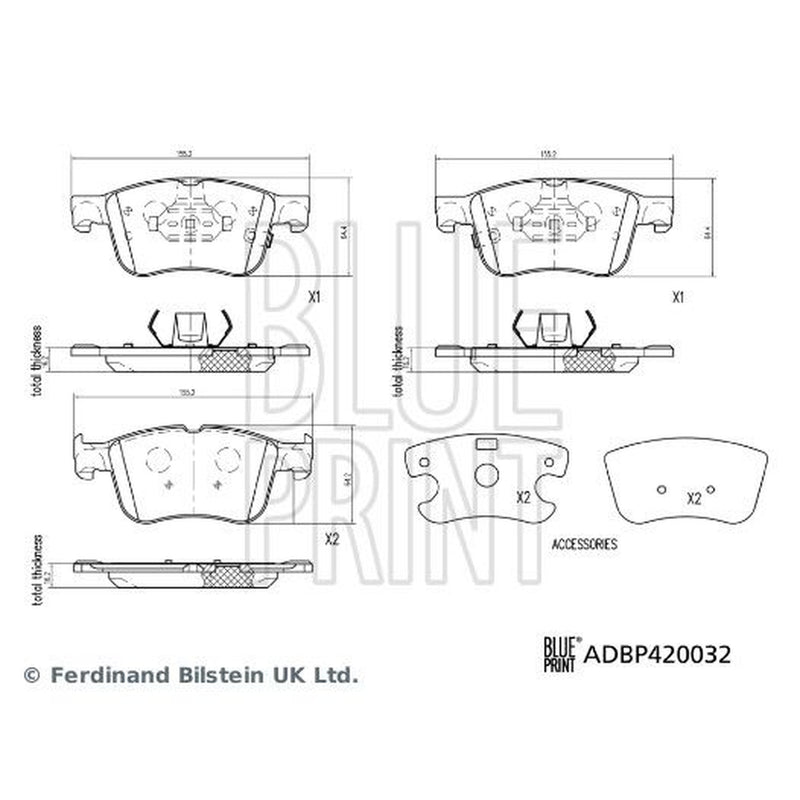 Blue Print Front Brake Pad Set fits Ford Focus IV 2018-2025 1.0 1.5 2.0