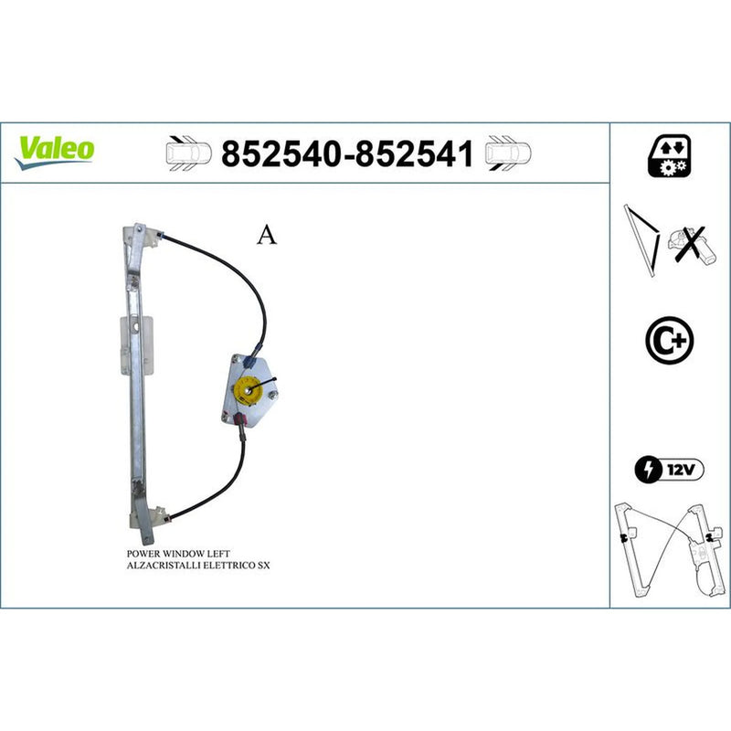 Valeo Electric Window Regulator Lifter Left Rear 852540
