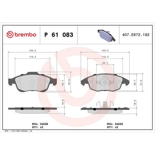 Brembo Front & Rear Brake Discs & Pads fits Citroën DS4 2014-2015 1.2