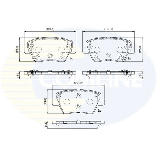 Comline 4 x Rear Brake Pad Set fits Hyundai I30 2016-2020 1.0 1.4 1.5 1.6