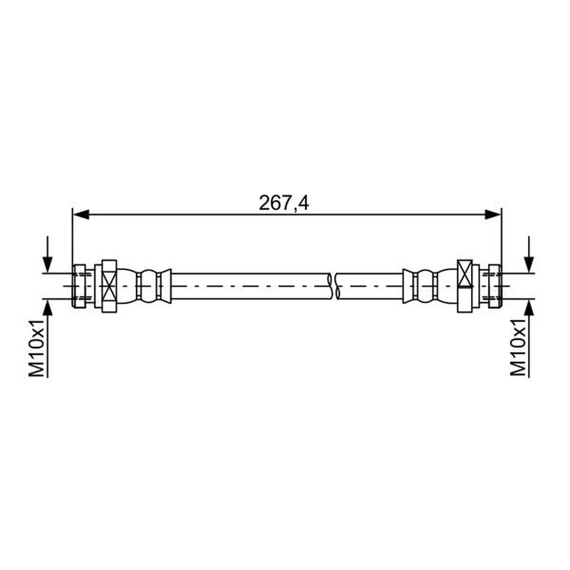 Bosch Brake Hydraulic Hose Line Rear Left fits Hyundai I10 I 2007-2013