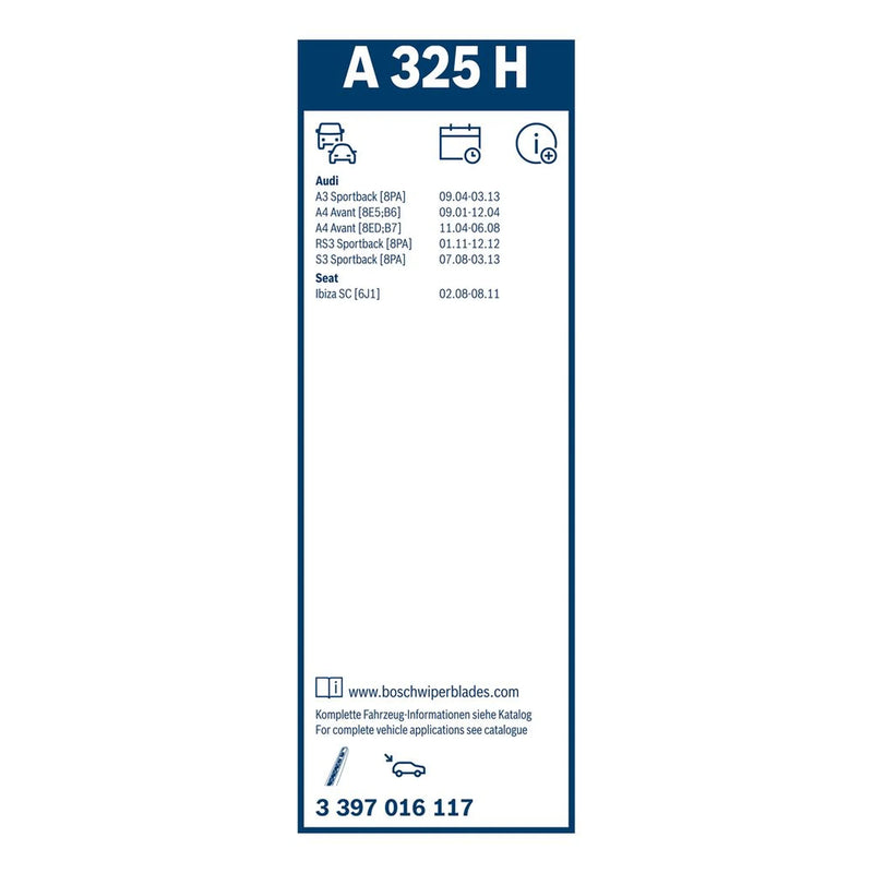 Bosch Wiper Wiper Blade 325mm — A325H fits Audi A3 2004-2013