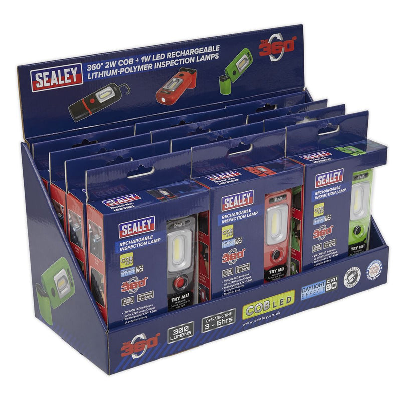 Sealey LED3601 Series Inspection Light Combination Display Pack of 12 Sealey - Dynamic Drive