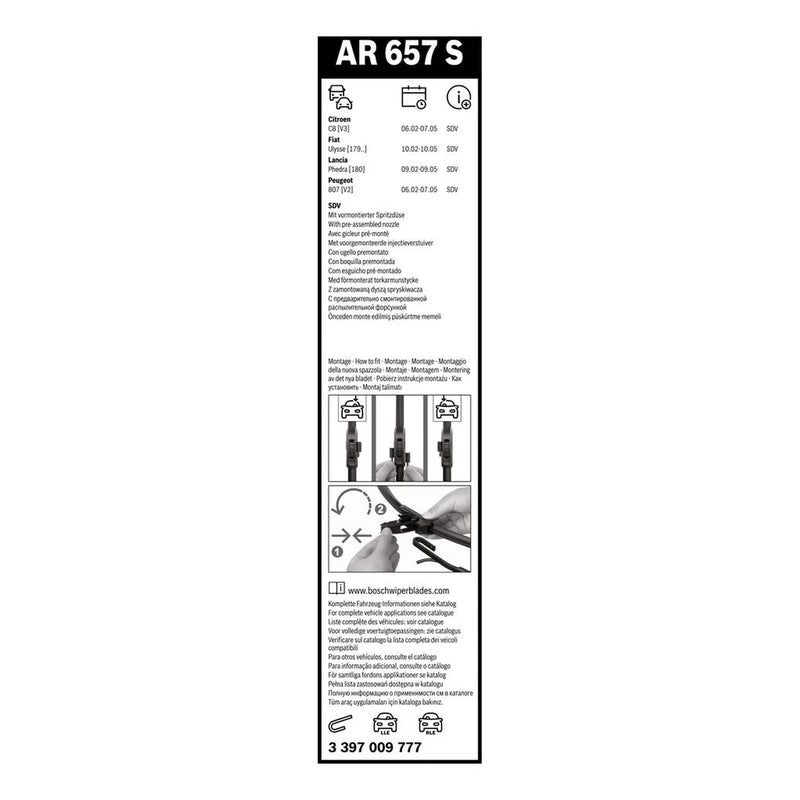 Bosch Aerotwin Front Wiper Blade Set 650mm + 650mm — AR657S fits Citroën C8
