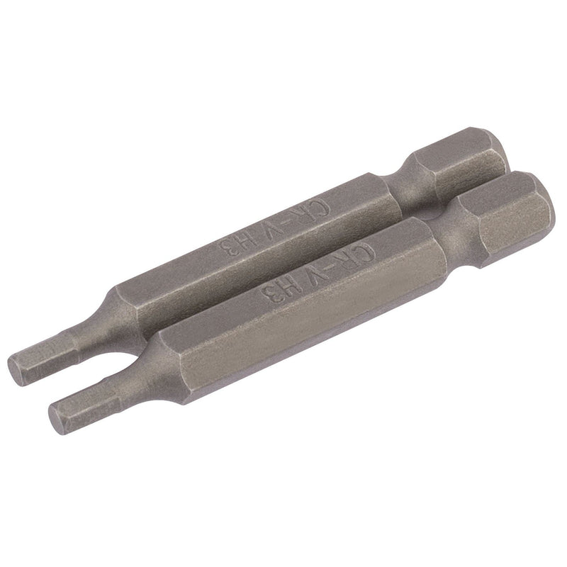 Draper Hexagonal Insert Bit, 3mm, 1/4" Hex, 50mm Long (Pack of 2) 64253 Draper - Dynamic Drive