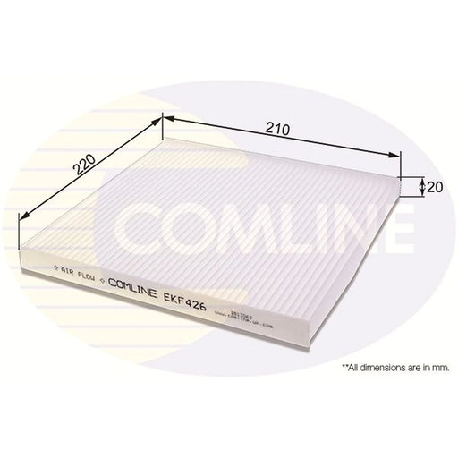 Comline Cabin Air Filter (Pollen Filter) fits Isuzu Chassis 2007-2012 3.0