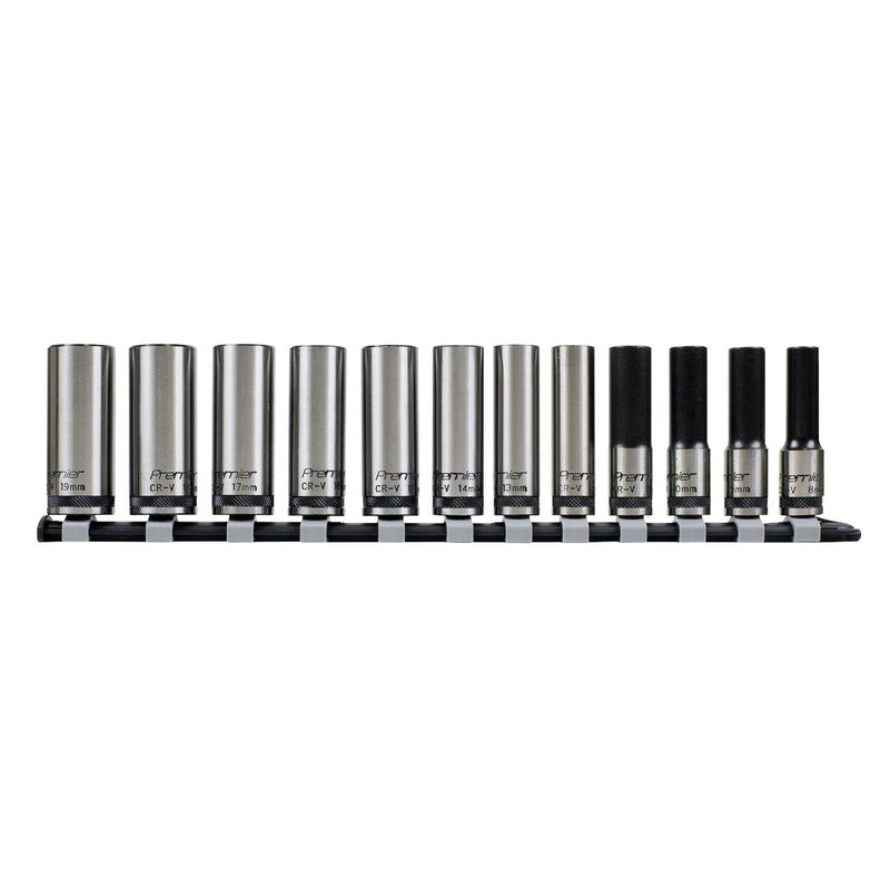 Sealey Premier Black Premier Black Deep Lock-On Socket Set 3/8"Sq Drive 12pc Sealey Premier Black - Dynamic Drive