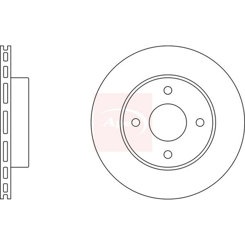 Apec 2 x Vented Brake Discs fits Nissan Micra II 1992-2003 1.0 1.3 1.4