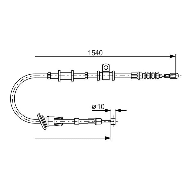 Bosch Handbrake Cable Right Rear fits Mitsubishi Space Star 1998-2004