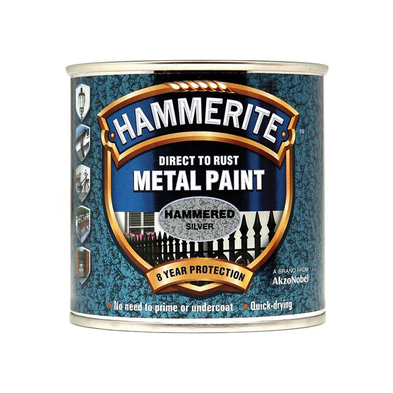 Hammerite Direct To Metal Hammered Silver Paint 250ml