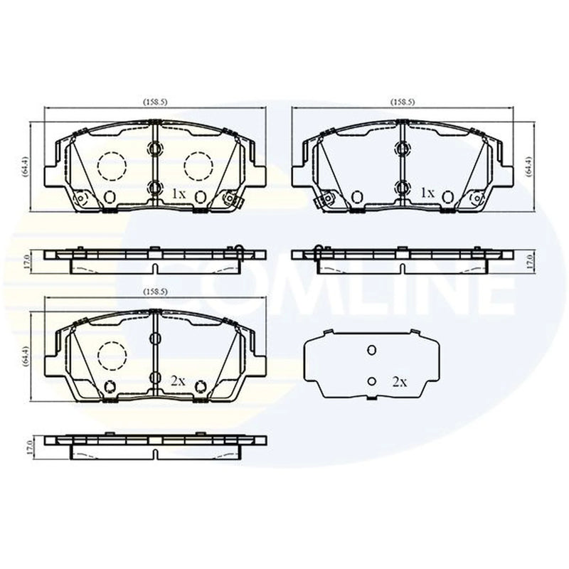 Comline Front Brake Pad Set fits Hyundai Santa Fe IV 2018-2020 2.0 2.2 2.4 3.5