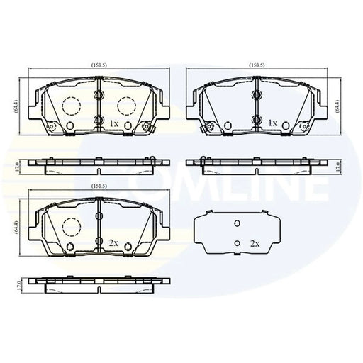 Comline Front Brake Pad Set fits Hyundai Santa Fe IV 2018-2020 2.0 2.2 2.4 3.5