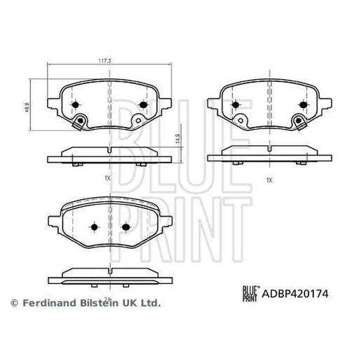 Blue Print Rear Brake Pad Set ADBP420174