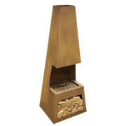 Dellonda Outdoor Chiminea Fireplace Heater Firewood Storage - Corten Steel Dellonda  - Dynamic Drive