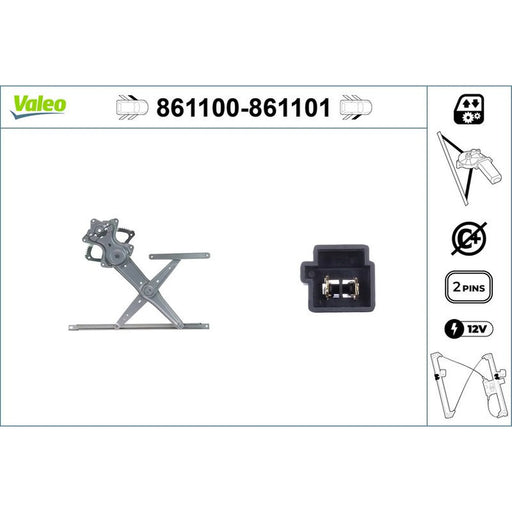 Valeo Electric Window Regulator Lifter Right Front 861101
