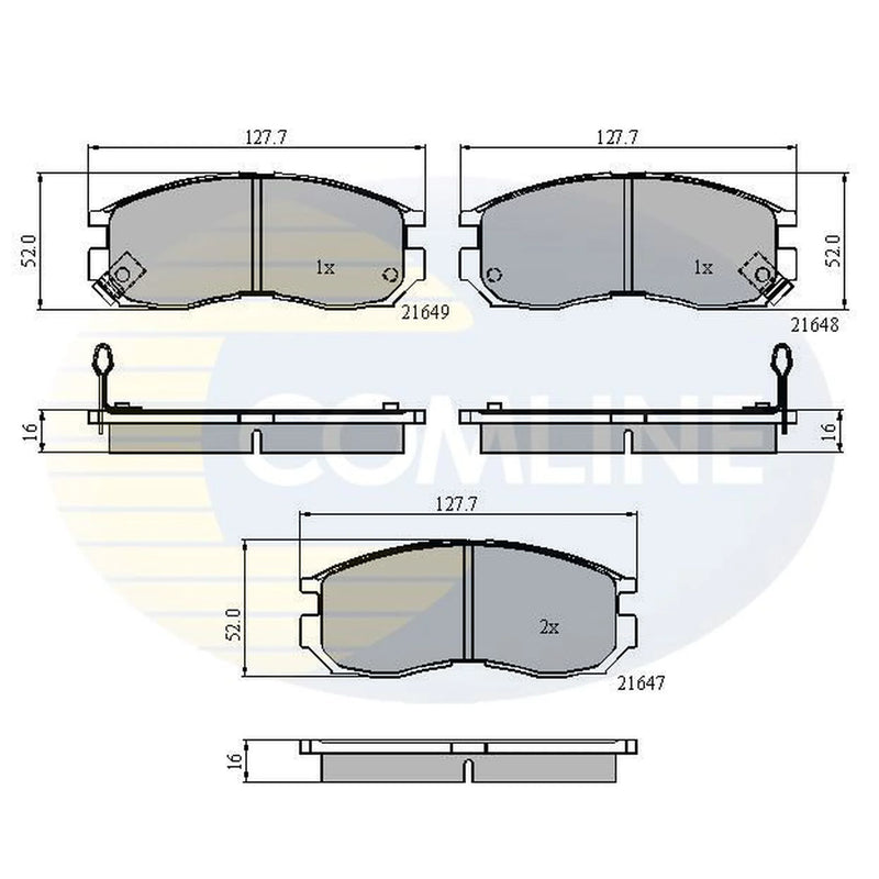 Comline 4 x Front Brake Pad Set fits Chrysler Sebring 1995-1996 2.5