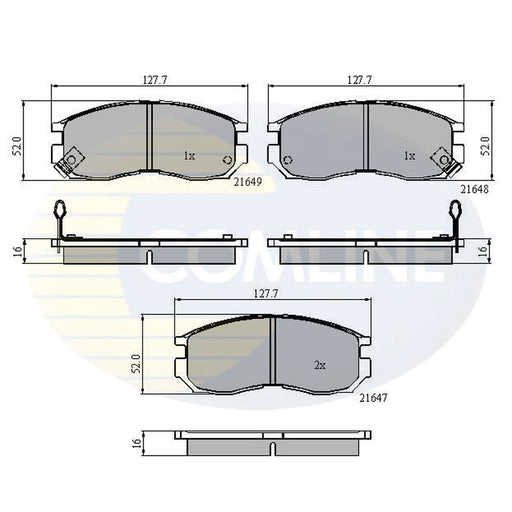 Comline 4 x Front Brake Pad Set fits Chrysler Sebring 1995-1996 2.5