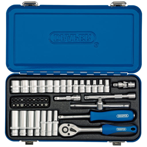 Draper Metric Socket Set in Metal Case, 1/4" Sq. Dr. (45 Piece) 16365 Draper - Dynamic Drive