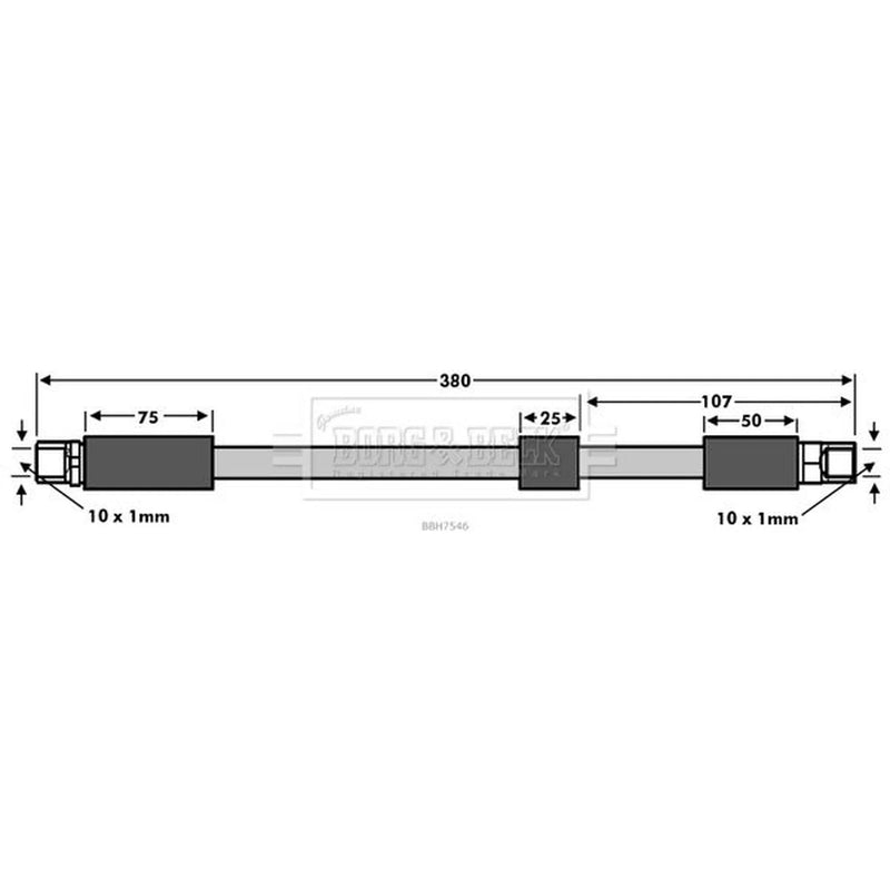 Borg & Beck Brake Hydraulic Hose Line Front Right BBH7546