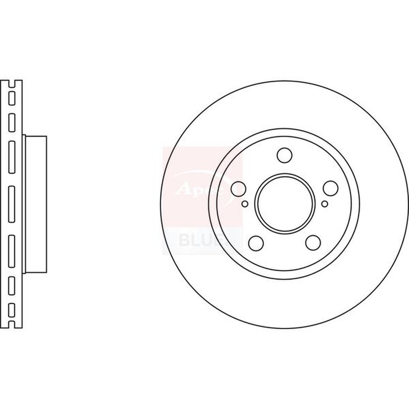 Apec 2 x Vented Brake Discs fits Toyota Prius Liftback 2003-2009 1.5