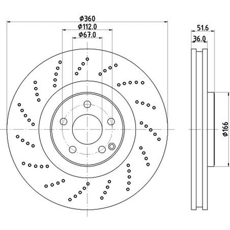 Mintex 2 x Perforated Brake Discs MDC2784C
