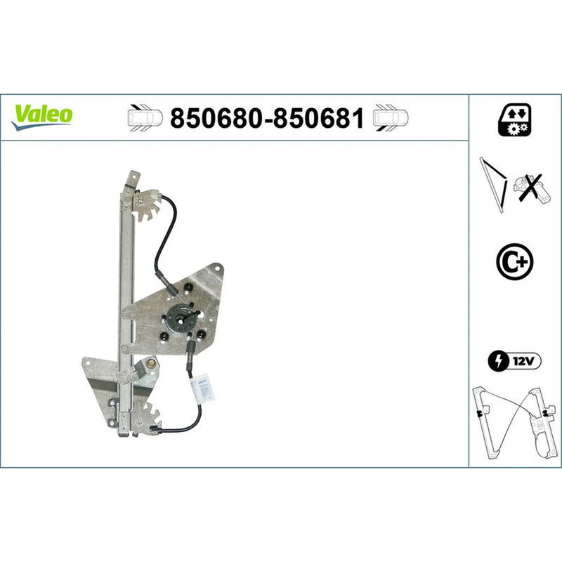 Valeo Electric Window Regulator Lifter Right Rear 850681
