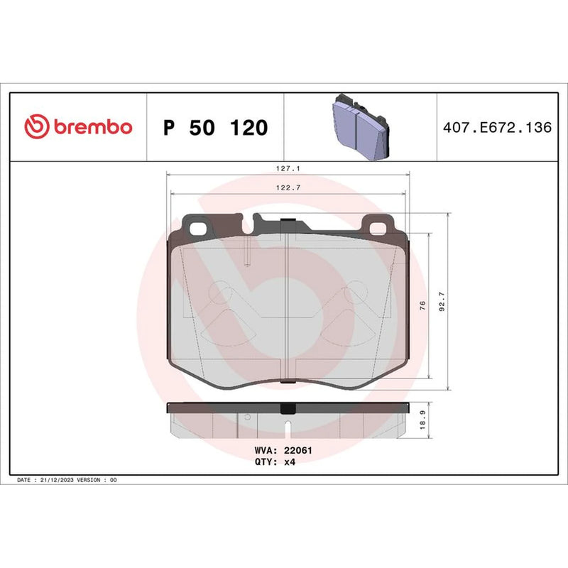 Brembo Front & Rear Pads fits Mercedes-Benz C-Class 2014-2021 205.086 205.087