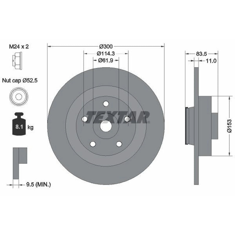 Textar 2 x Rear Brake Discs 92233103-x2