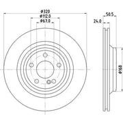 Mintex 2 x Internally Vented Brake Discs fits Mercedes-Benz Sl 2012-2020