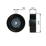 Gates V-Ribbed Belt Tensioner Pulley OD Wide Metal T38089