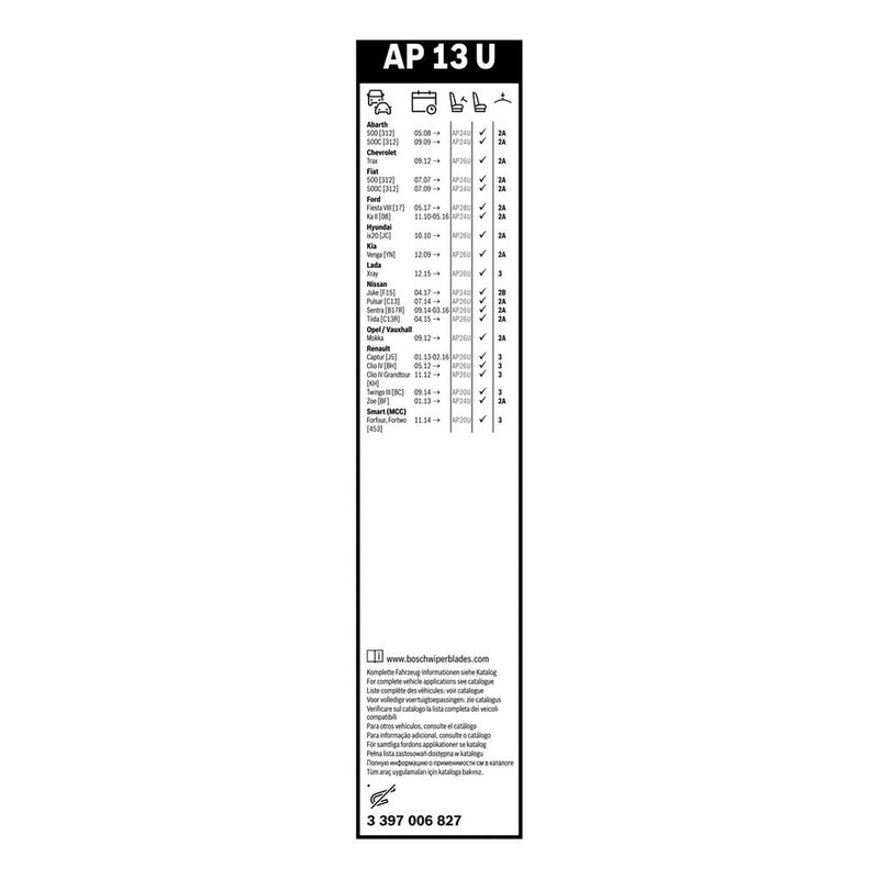 Bosch Aerotwin Wiper Blade 340mm — AP13U fits Abarth 500 / 595 / 695 2008 on 1.4