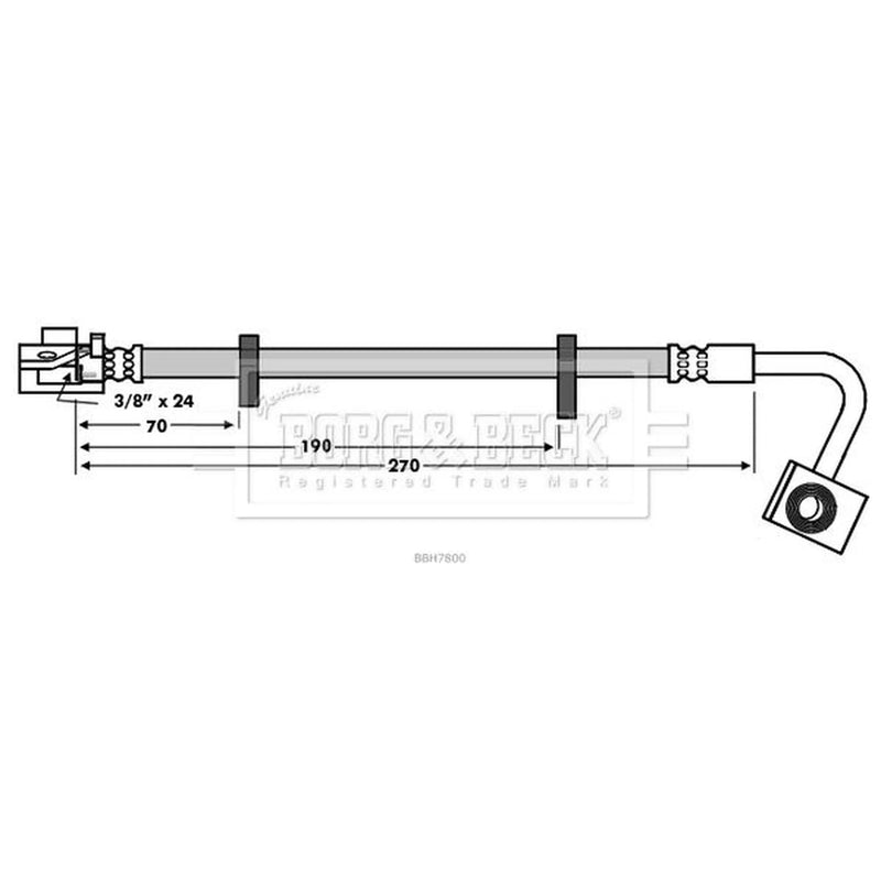 Borg & Beck Brake Hydraulic Hose Line Rear Right BBH7800