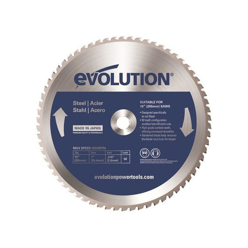 Evolution Mild Steel Cutting Mitre Saw Blade 255 x 25.4mm x 52T Evolution - Dynamic Drive